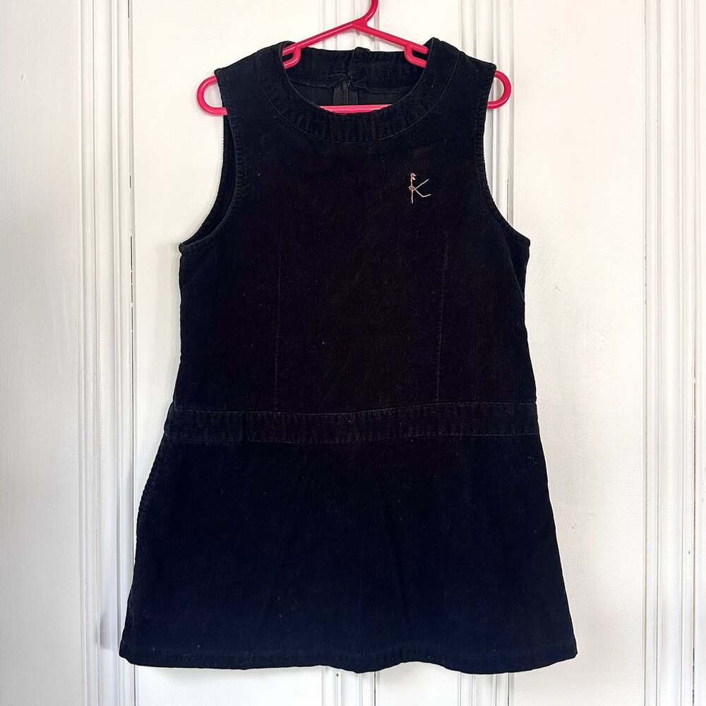 Kumikyoku Kids’ 6-7Y Corduroy Dress, Size M, Girls Black Pinafore